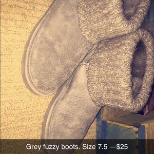 Grey fuzzy boots